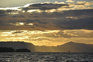 Ketchikan Prints: USA, Alaska, Ketchikan. Sunset north of town
