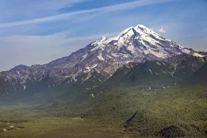 Images Dated 29th April 2021: USA, Alaska, Lake Clark National Park. Aerial view of Mt. Redoubt