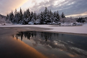 Images Dated 20th November 2009: USA, Alaska, Mendenhall Glacier. Sunset reflection in Steep Creek. Credit as: Cathy