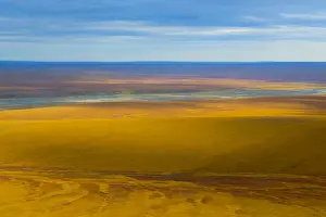 North Slope Prints: USA, Alaska, North Slope. Aerial of Ivishak River and tundra