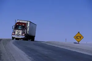 North Slope Prints: USA, Alaska, North Slope. Truck on the Dalton highway en route to Prudhoe Bay