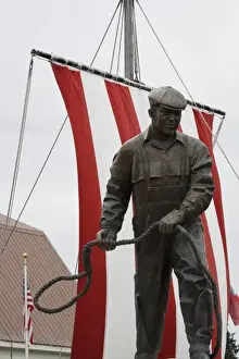 Petersburg Prints: USA, Alaska, Petersburg. Bojer Wikan Fishermens Memorial sculpture and model