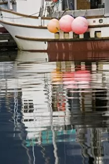 Images Dated 26th August 2008: USA, Alaska, Petersburg. Fishing boats reflect in water of harbor
