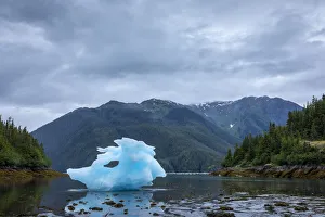 USA, North America, Alaska Prints: USA, Alaska, Petersburg, Large iceberg from LeConte Glacier grounded at low tide in