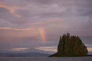 Kupreanof Island Prints: USA, Alaska, Rainbow and clearing storm above Frederick Sound