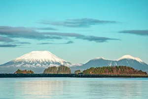 Barrier Prints: USA, Alaska, Sitka. Snow-covered Mt