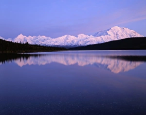 Images Dated 29th December 2011: USA, Alaska, Sunset, Wonder Lake, Reflection, Mount McKinley, Denali National Park