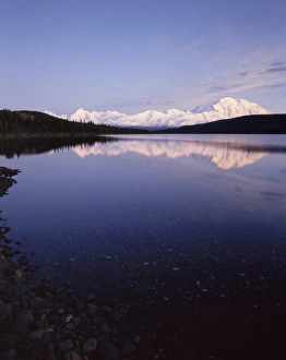 Images Dated 29th December 2011: USA, Alaska, Sunset, Wonder Lake, Reflection, Mount McKinley, Denali National Park
