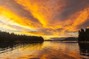 USA, Alaska, Tongass National Forest. Sunset landscape