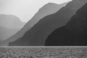 Images Dated 7th April 2020: USA, Alaska, Tongass National Forest. B&W of hazy day in Lisianski Inlet