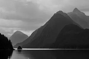 Images Dated 7th April 2020: USA, Alaska, Tongass National Forest. B&W of stormy landscape on Lisianski Inlet