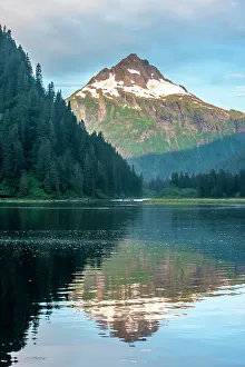 Baranof Island Prints: USA, Alaska, Tongass National Forest. Mountain and forest reflections on Red Bluff Bay