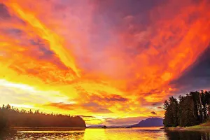 Images Dated 1st June 2023: USA, Alaska, Tongass National Forest. Sunset on Admiralty Island and inlet