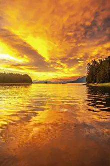 Images Dated 1st June 2023: USA, Alaska, Tongass National Forest. Sunset on Admiralty Island and inlet