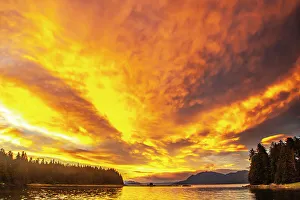 Images Dated 1st June 2023: USA, Alaska, Tongass National Forest. Sunset on Admiralty Island and inlet