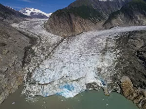 USA, Alaska, Tracy Arm-Fords Terror Wilderness, Aerial view of Sawyer Glacier in Tracy