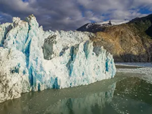 Images Dated 26th October 2018: USA, Alaska, Tracy Arm-Fords Terror Wilderness, Aerial view of crevassed blue face of
