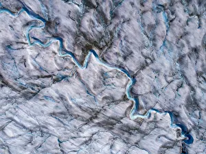 Images Dated 28th October 2018: USA, Alaska, Tracy Arm-Fords Terror Wilderness, Overhead aerial view of meltwater streams