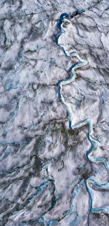 USA, Alaska, Tracy Arm-Fords Terror Wilderness, Overhead aerial view of meltwater streams