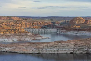 Images Dated 11th August 2020: USA, Arizona. Aerial view of the Glen Canyon Dam on Lake Powell