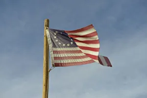 Flag Pole Prints: USA, Arizona, Apache Junction, Betsy Ross US flag, Apacheland Movie Ranch