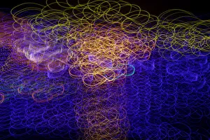 Lighting Prints: USA, Arizona, Buckeye. Abstract of multicolored Christmas lights