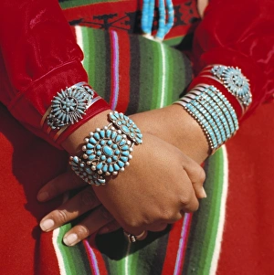 Jewelry Prints: USA, Arizona, Canyon de Chelly NM. Beautiful turquoise jewelry, such as these bracelets