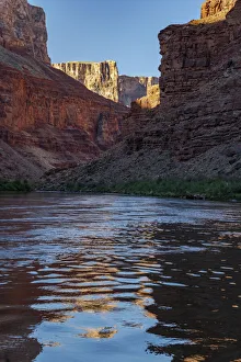 Grand Canyon Prints: USA, Arizona. Canyon Wall and reflections, float trip down the Colorado River