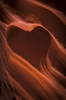 Heart Shape Prints: USA, Arizona, Canyon X. Heart shape in eroded sandstone rock