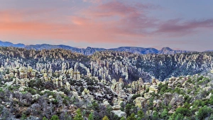 Images Dated 18th November 2014: USA, Arizona, Chiricahua National Monument. Sunrise on rocky landscape. Credit as