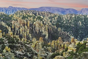 Images Dated 18th November 2014: USA, Arizona, Chiricahua National Monument. Sunrise on rocky landscape. Credit as