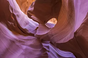 Images Dated 11th August 2020: USA, Arizona. Colorful sandstone erosion of lower Antelope Canyon near Lake Powell