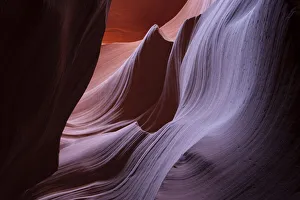 Images Dated 11th August 2020: USA, Arizona. Colorful sandstone erosion of lower Antelope Canyon near Lake Powell
