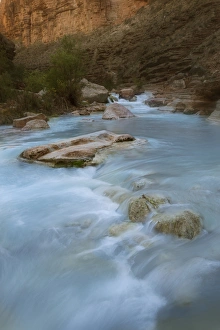Images Dated 8th November 2014: USA, Arizona, Grand Canyon National Park. Havasu Creeks blue water flows through canyon