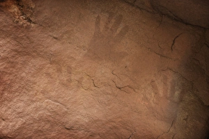 Images Dated 6th November 2014: USA, Arizona, Grand Canyon National Park. Ancient Anasazi hand prints on cliff wall