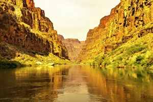 USA, Arizona, Grand Canyon National Park. Colorado River and cliffs