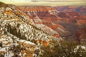 Overview Prints: USA, Arizona, Grand Canyon National Park. Winter canyon overview from Grandview Point