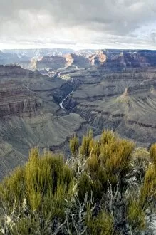 Images Dated 5th January 2007: USA, Arizona, Grand Canyon National Park. Grand Canyon in winter, as seen from Pima Point at sunset