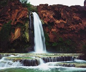 Edge Prints: USA; Arizona; Havasupai Indian reservation. Havisu Falls in the Grand Canyon