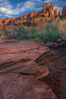 Flat Prints: USA, Arizona. Landscape with mountain and valley landscape