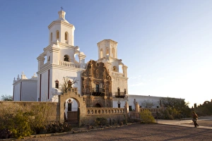Colonial Prints: USA, Arizona. Mission San Xavier del Bac, a historic Spanish Catholic mission located