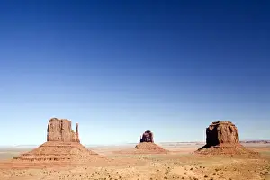 Navajo Prints: USA, Arizona, Monument Valley. The Mittens as seen from the Monument Valley Navajo