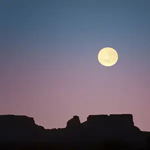 Moonrise Prints: USA, Arizona. Moonrise over butte