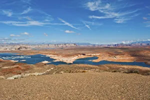 Lake Powell Prints: USA, Arizona, Page. Glen Canyon National Recreation Area, Lake Powell with low water