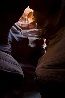 Images Dated 19th September 2008: USA, Arizona, Page. Reflected sunlight creates amber walls in Waterholes or Secret Canyon