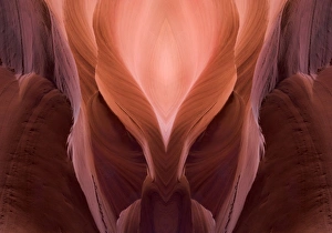 USA, Arizona, Page, Upper Antelope Canyon. A mirror montage of sandstone walls