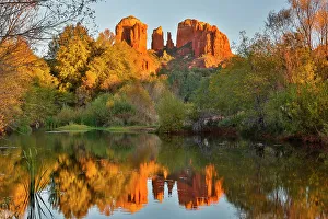 USA, Arizona. Red Rock State Park with Oak Creek and Cathedral Rock