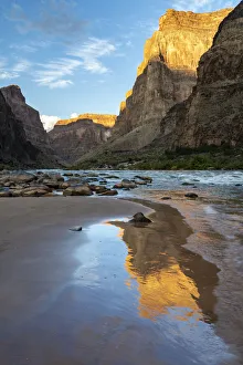 USA, Arizona. Reflections on the beach, Colorado River, Grand Canyon National Park