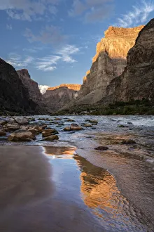 USA, Arizona. Reflections on the beach, Colorado River, Grand Canyon National Park