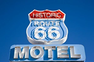 Text Prints: USA, Arizona, Seligman. Rt. 66 Town, Rt. 66 motel sign